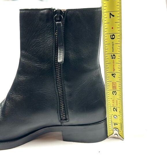 Legres Black Leather Ankle Boots Side Zip Block Heels Italy 36 US 6 - Picture 13 of 14